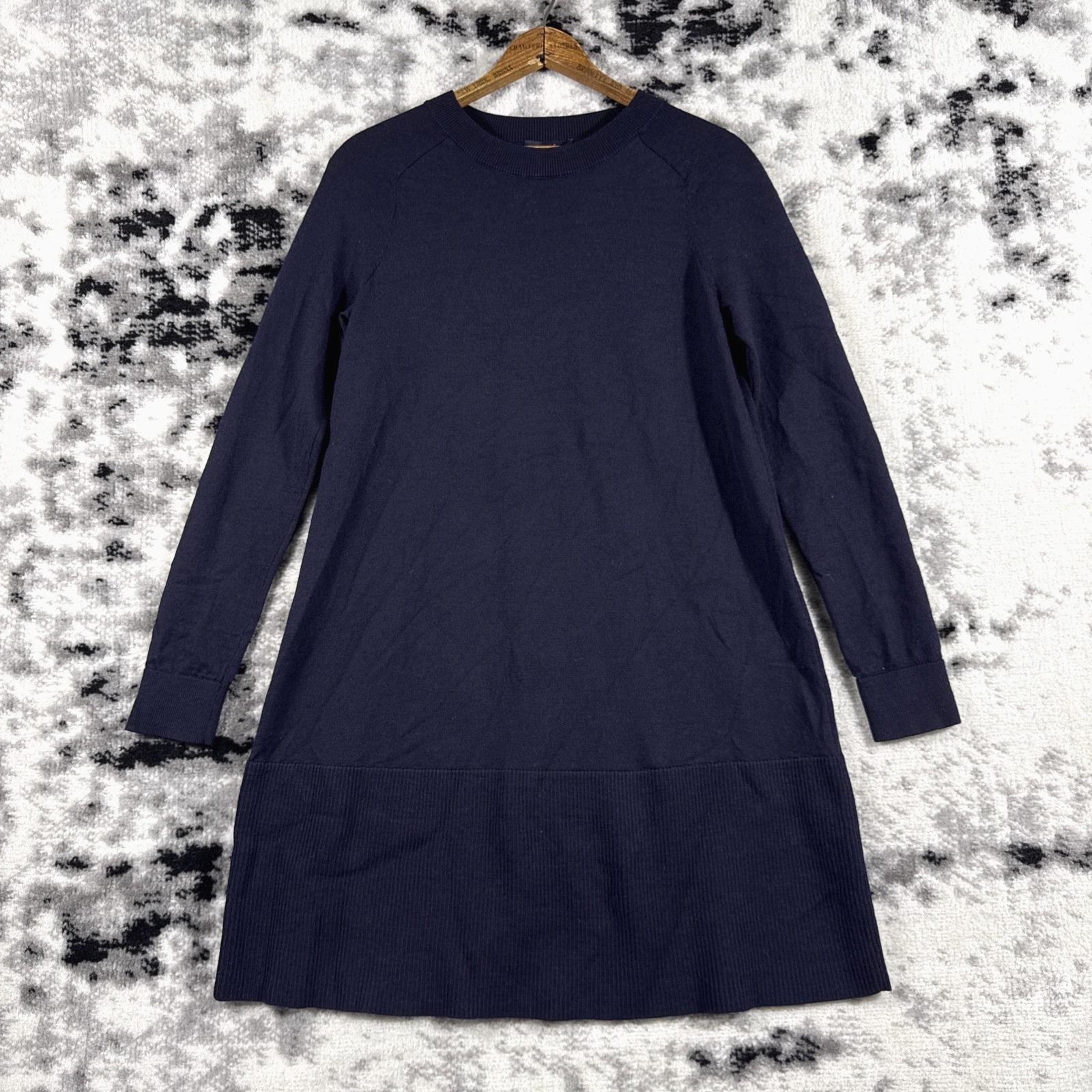 Cos Shirt Dress Womens Extra Small Black Crew Neck Long Sleeve Wool Office